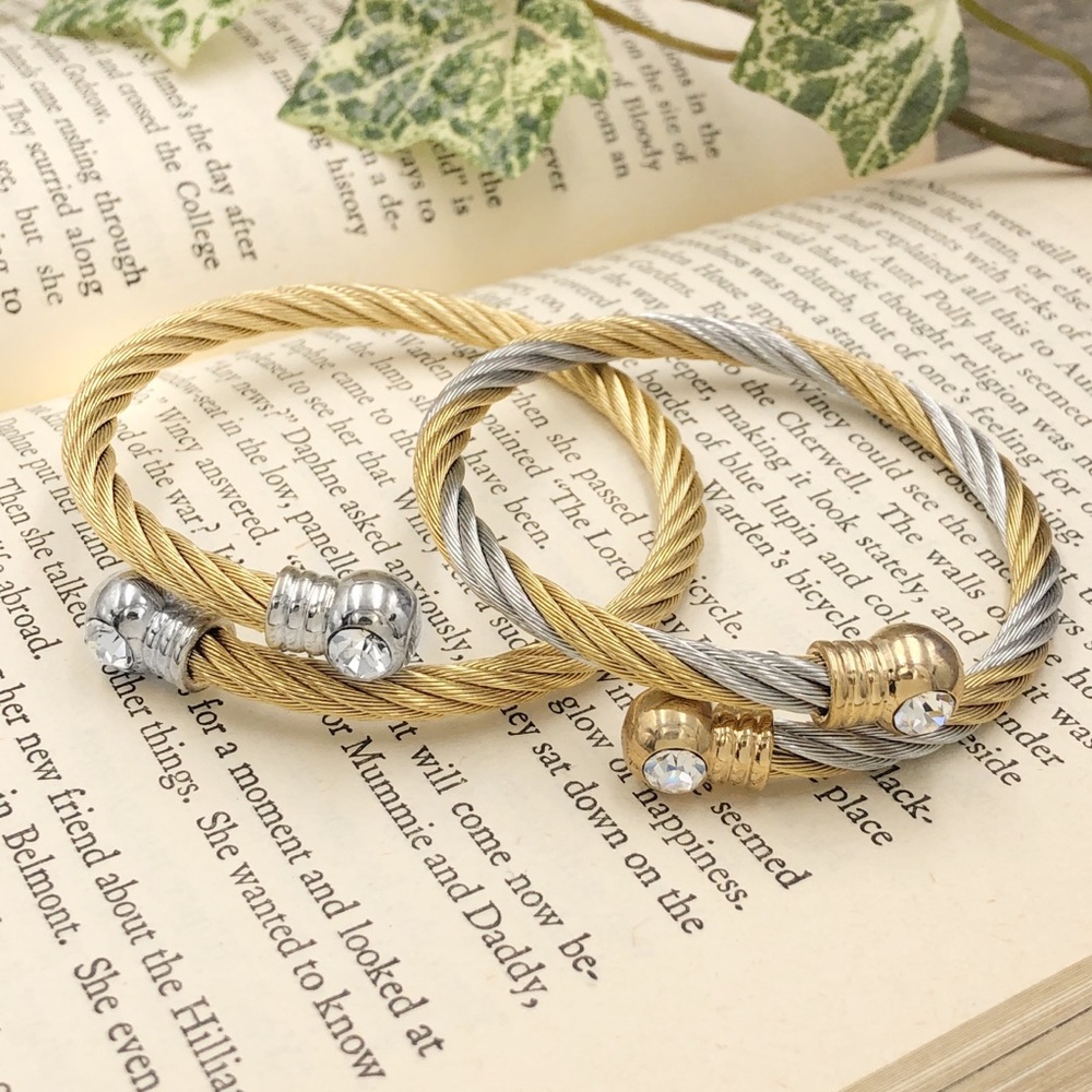 Cable Twist Designer Inspired Bangle Bracelet